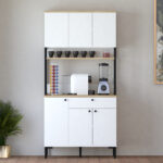 Ντουλάπια κουζίνας Lenner pakoworld λευκό-sonoma 90x45x184εκ - Image 4