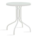 Τραπέζι Watson pakoworld μέταλλο λευκό-γυαλί Φ60x70εκ