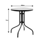 Tραπεζαρία Calan-Watson pakoworld σετ 3τεμ μέταλλο γκρι και γυαλί tempered Φ60x70εκ - Image 8