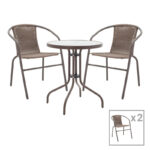 Tραπεζαρία Obbi-Watson pakoworld σετ 3τεμ καφέ μέταλλο-pe Φ60x70εκ