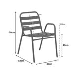 Πολυθρόνα Sussie pakoworld στοιβαζόμενη καφέ μέταλλο με φέτες αλουμινίου 45x62x76εκ - Image 2