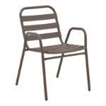 Τραπεζαρία Watson-Sussie pakoworld σετ 3τεμ μέταλλο καφέ-γυαλί 70x70x70εκ - Image 2