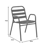 Tραπεζαρία Watson-Sussie pakoworld σετ 3τεμ μέταλλο ανθρακί-γυαλί Φ60x70εκ - Image 8