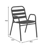 Τραπεζαρία Watson-Sussie pakoworld 3τεμ μέταλλο ανθρακί-γυαλί 70x70x70εκ - Image 8