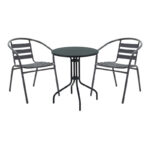 Τραπεζαρία Vergo-Tade pakoworld 3τεμ μαύρο μέταλλο Φ60x70εκ