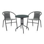 Τραπεζαρία Vergo-Obbi pakoworld 3τεμ μαύρο μέταλλο Φ60x70εκ