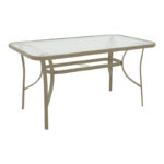 Τραπεζαρία Ensure-Calan pakoworld 5τεμ μέταλλο-γυαλί σε σαμπανιζέ απόχρωση 140x80x70εκ - Image 5