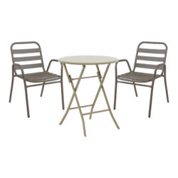 Τραπεζαρία Albero-Sussie pakoworld 3τεμ μέταλλο σε σαμπανιζέ απόχρωση Φ60x70εκ