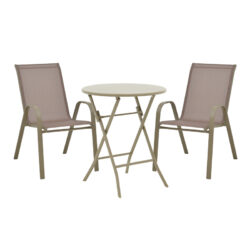 Τραπεζαρία Albero-Calan pakoworld 3τεμ μέταλλο σε σαμπανιζέ απόχρωση Φ60x70εκ