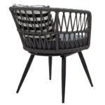 Πολυθρόνα Naoki pakoworld μέταλλο μαύρο-pe γκρι-μαξιλάρι ασπρόμαυρο - Image 2