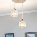 Φωτιστικό οροφής δίφωτο PWL-1025 pakoworld Ε27 χρυσό-γυαλί Φ30x70εκ - Image 2