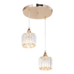 Φωτιστικό οροφής δίφωτο PWL-1025 pakoworld Ε27 χρυσό-γυαλί Φ30x70εκ - Image 3