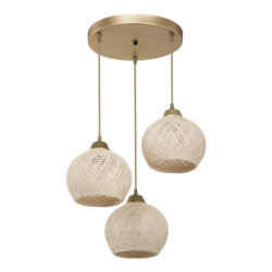 Φωτιστικό οροφής τρίφωτο PWL-1121 pakoworld Ε27 κρεμ-χρυσό Φ40x75εκ