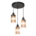 Φωτιστικό οροφής τρίφωτο PWL-1195 pakoworld Ε27 μαύρο-amber Φ30x80εκ - Image 3