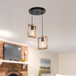 Φωτιστικό οροφής δίφωτο Isolate pakoworld Ε27 καρυδί Φ43x83εκ - Image 2