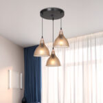 Φωτιστικό οροφής τρίφωτο Orazio pakoworld Ε27 μελί-μαύρο Φ40x80εκ - Image 2