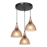 Φωτιστικό οροφής τρίφωτο Orazio pakoworld Ε27 μελί-μαύρο Φ40x80εκ - Image 3