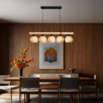 Φωτιστικό οροφής πεντάφωτο Salote pakoworld Ε27 σε καφέ-κρέμα απόχρωση 100x18x24εκ - Image 2