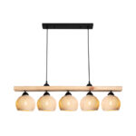 Φωτιστικό οροφής πεντάφωτο Salote pakoworld Ε27 σε καφέ-κρέμα απόχρωση 100x18x24εκ - Image 3