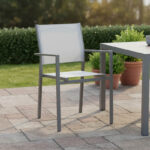 Πολυθρόνα Confidence pakoworld ανθρακί μέταλλο και γκρι textilene 54x54x86εκ - Image 3