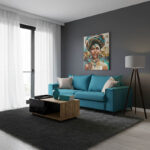 Καναπές Verona pakoworld 3θέσιος πετρόλ ύφασμα με μαξιλάρια σε μπεζ απόχρωση 225x93x100εκ - Image 2