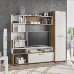 Σύνθετο σαλονιού Jasper pakoworld καρυδί-αντικέ λευκό 151.5x37.5x169.5εκ