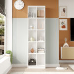 Βιβλιοθήκη Oteca 10θέσεων pakoworld σε λευκή απόχρωση 51.1x25.4x180εκ - Image 3