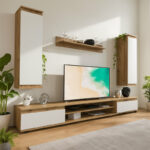 Σύνθετο σαλονιού Sandro pakoworld καρυδί-λευκό 175x37x160εκ - Image 2