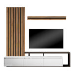 Σύνθετο σαλονιού Claironse pakoworld σε φυσική απόχρωση-ανθρακί-ανοιχτό γκρι 225x37.6x210εκ - Image 2