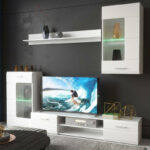 Σύνθετο σαλονιού Saleto pakoworld λευκό 230.2x39.6x202.4εκ