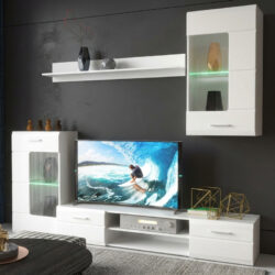 Σύνθετο σαλονιού Saleto pakoworld λευκό 230.2x39.6x202.4εκ