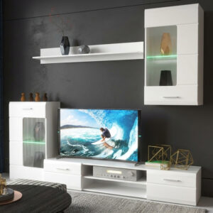 Σύνθετο σαλονιού Saleto pakoworld λευκό 230.2x39.6x202.4εκ