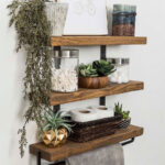 Ραφιέρα τοίχου Suny pakoworld μασίφ ξύλο πεύκου καρυδί-μαύρο 75x9x68εκ - Image 2