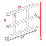 Ραφιέρα τοίχου Suny pakoworld μασίφ ξύλο πεύκου καρυδί-μαύρο 75x9x68εκ - Image 3