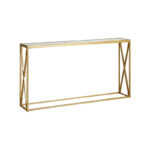 Κονσόλα μεταλλική με γυάλινη επιφάνεια Kantoo pakoworld σε χρυσή απόχρωση 120x25x75εκ - Image 2
