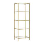 Ραφιέρα μεταλλική με γυάλινη επιφάνεια Letus pakoworld σε χρυσή απόχρωση 40x30x125εκ - Image 2