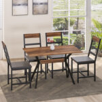 Τραπέζι Laluka pakoworld με μαύρα μεταλλικά πόδια σε καρυδί απόχρωση 120x70x74εκ - Image 2