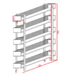 Βιβλιοθήκη Musha pakoworld μέταλλο μαύρο με oak απόχρωση 120x27x185εκ - Image 3