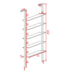 Ραφιέρα Τοίχου Harris pakoworld σε λευκή απόχρωση με χρυσό μεταλλικό σκελετό 60x22x200εκ - Image 5