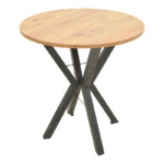 Τραπέζι Rogue pakoworld φυσική απόχρωση με μαύρα μεταλλικά πόδια Φ70x72εκ