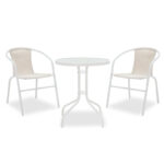 Τραπεζαρία Watson-Obbi σετ 3τεμ pakoworld μέταλλο λευκό-γυαλί Φ60x70εκ