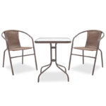 Τραπεζαρία Obbi-Watson σετ 3τεμ pakoworld μέταλλο-pe καφέ