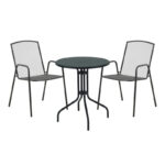 Τραπεζαρία Vergo-Pomedon pakoworld σετ 3τεμ μέταλλο σε μαύρη απόχρωση