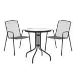 Τραπεζαρία Watson-Pomedon pakoworld σετ 3τεμ μέταλλο σε μαύρη απόχρωση