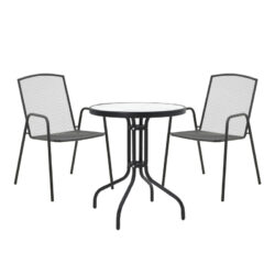 Τραπεζαρία Watson-Pomedon pakoworld σετ 3τεμ μέταλλο σε μαύρη απόχρωση