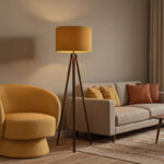 Φωτιστικό δαπέδου PWL-1059 pakoworld Ε27 καρυδί-κίτρινο Φ38x140εκ - Image 2