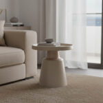 Βοηθητικό τραπέζι Ginoze pakoworld μέταλλο σε cappuccino απόχρωση Φ50x50.5εκ