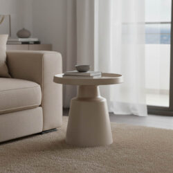 Βοηθητικό τραπέζι Ginoze pakoworld μέταλλο σε cappuccino απόχρωση Φ50x50.5εκ