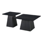Τραπέζια σαλονιού Square pakoworld σετ 2 τεμ μέταλλο-sintered stone σε μαύρο μαρμάρου - Image 2