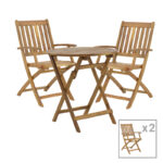 Τραπεζαρία Mobie-Carpuva pakoworld σετ 3τεμ πτυσσόμενο φυσικό μασίφ ξύλο ακακίας Φ70x74εκ